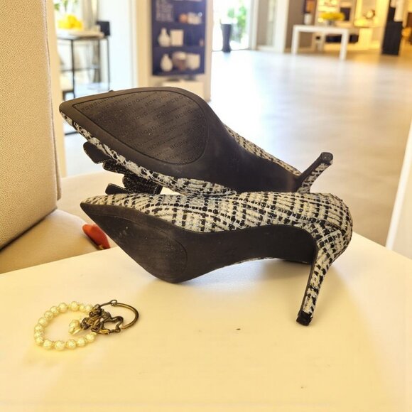 BCB Generation Womens Tweed Heeled Dress Shoes Beaded Bow 7M - Picture 5 of 6